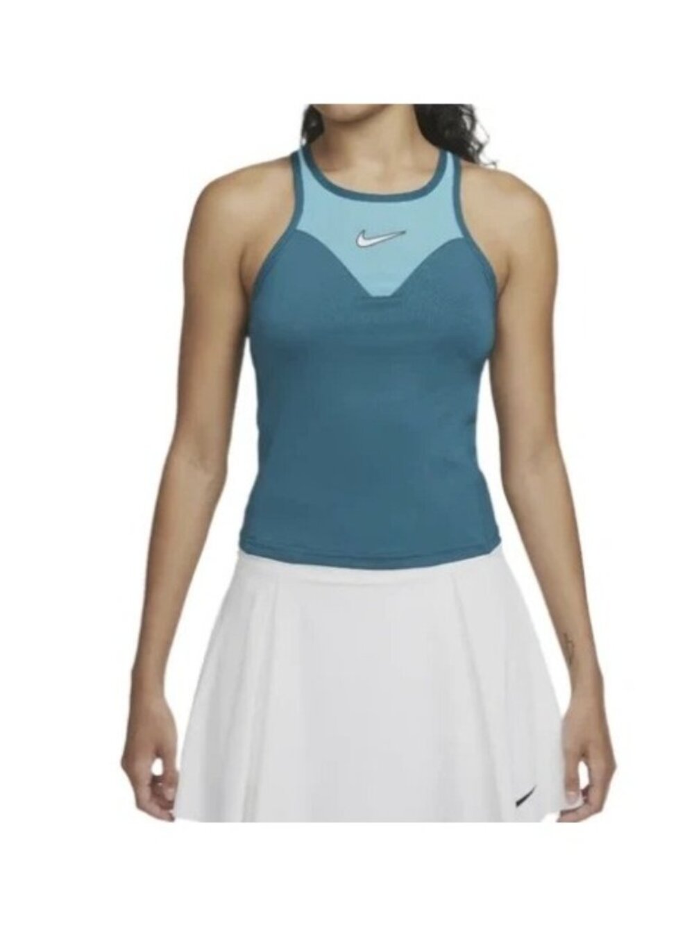 NIKE Court Slam Ladies Teal Mesh Panel Tank Top XL EUC - FD7929-381 Tennis